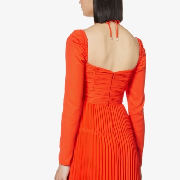 NWT Self-Portrait Red Stretch Crepe Halter Cut Out Midi Dress Size 04 - Picture 3 of 13